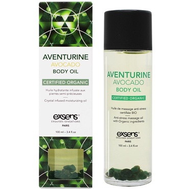 Exsens Massage Oil Aventurine Avocado, 100 мл, Массажное масло с органическими ингредиентами и камнями