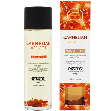 Exsens Massage Oil Carnelian Apricot, 100 мл, Массажное масло с органическими ингредиентами и камнями