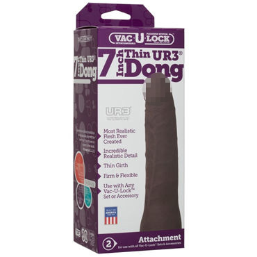 Doc Johnson Vac-U-Lock UltraSkyn Thin Dong 18см, коричневый