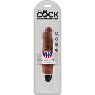 Pipedream King Cock 7'' Vibrating Stiffy, коричневый — фото 1