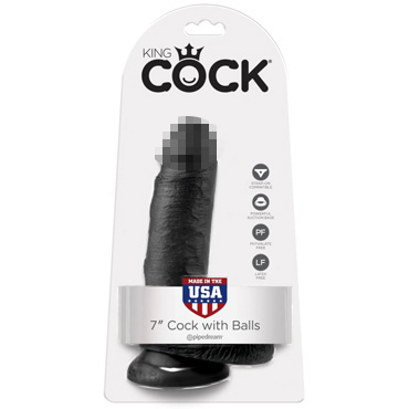 Pipedream King Cock 7" Cock with Balls, черный — фото 1