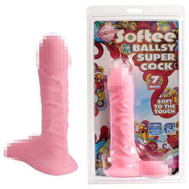 Doc Johnson Softee Ballsy 18,5 см, розовый, Фаллоимитатор с бархатистой поверхностью