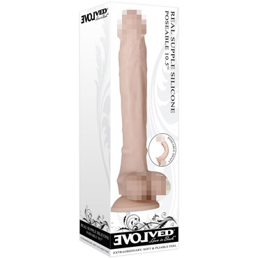 Evolved Real Supple Silicone Poseable 10,5", телесный - Реалистичный фаллоимитатор на присоске гибкий 26 см - купить в секс шопе