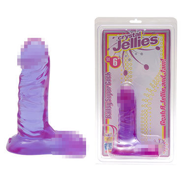 Doc Johnson Crystal Jellies Ballsy Supercocks, фиолетовый, Фаллос с мошонкой