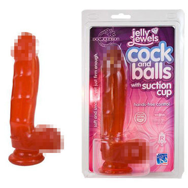 Doc Johnson Jelly Jewels Cock & Balls, красный — фото 1