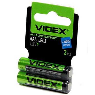 VIDEX Элемент питания LR3/AAA, 2 шт, Батарейки алкалиновые