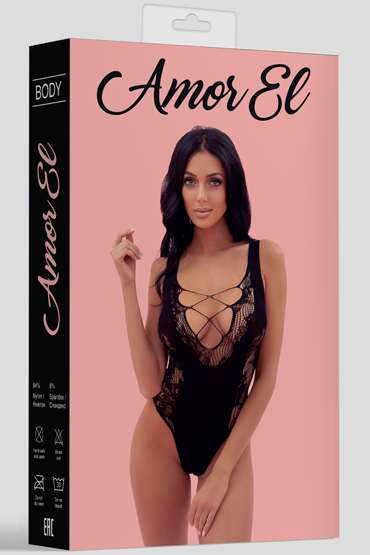 Amor El Боди Vigo, черное - С V-образным вырезом, размер S-L - купить в секс шопе