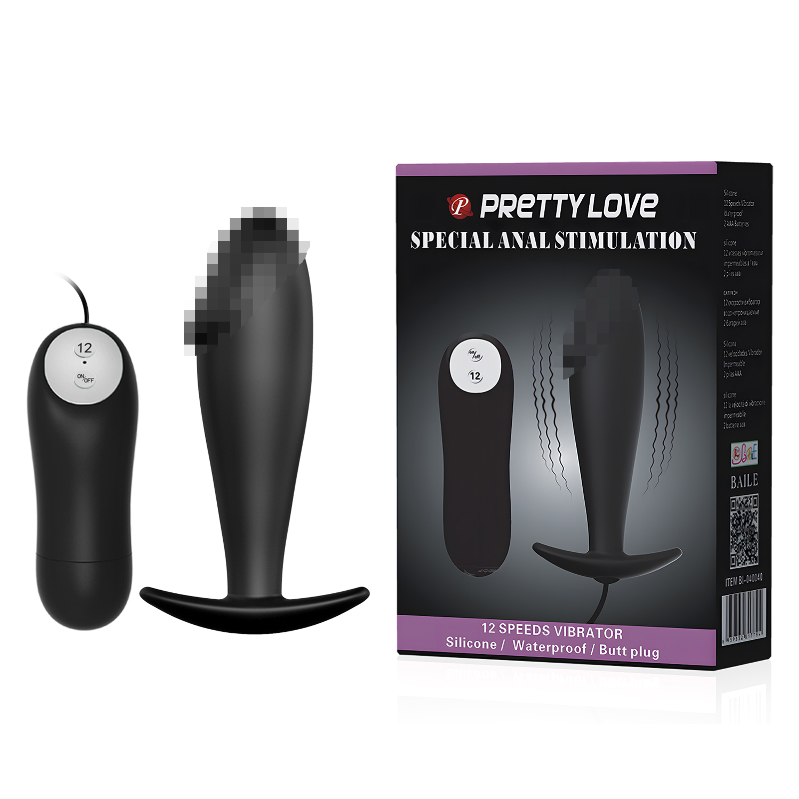 Baile Pretty Love Special Anal Stimulation, черная, Анальная пробка в форме фаллоса