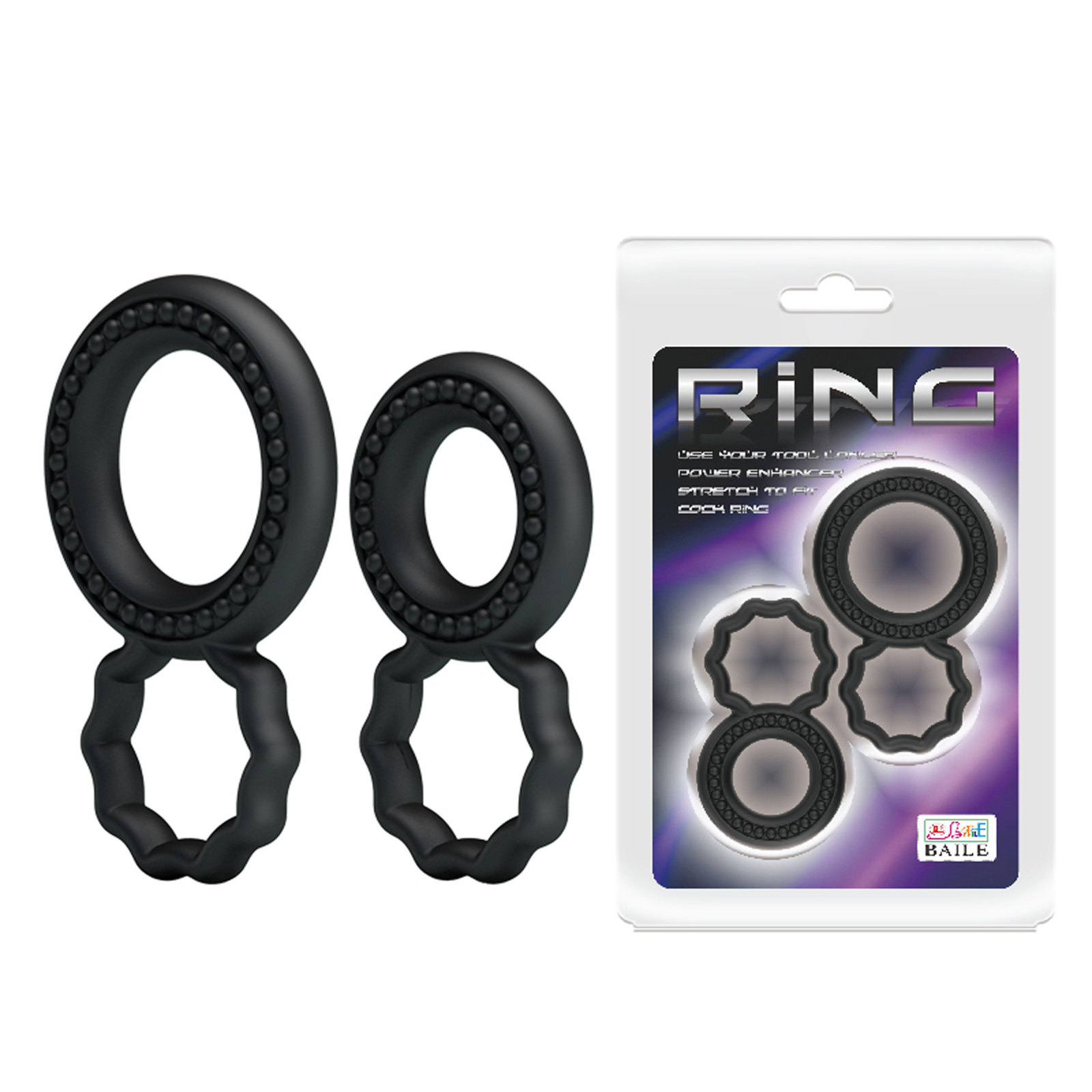 Baile Ring два кольца C, черный — фото 1