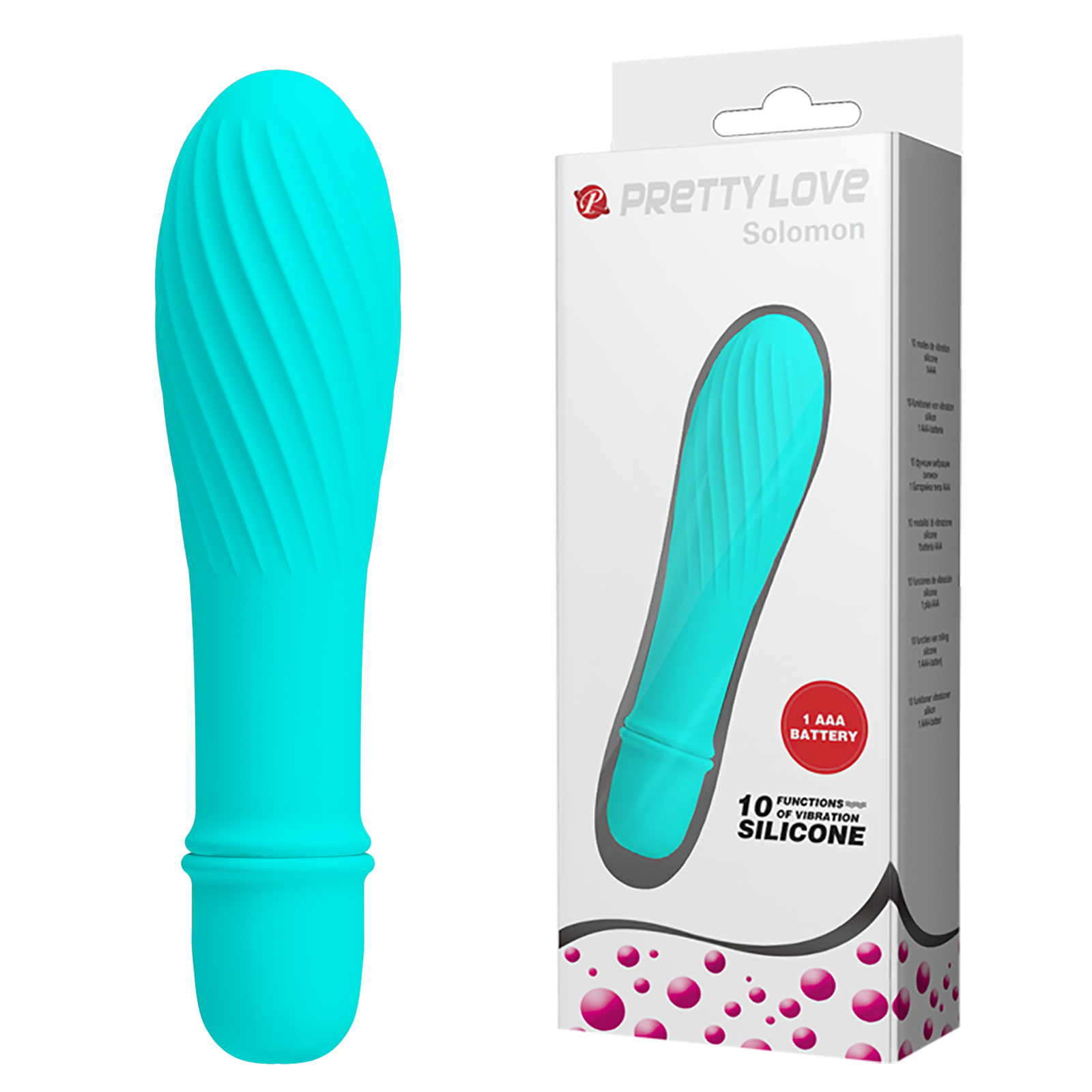 Baile Pretty Love Jonathan, голубой, Минивибратор с ребристым рельефом
