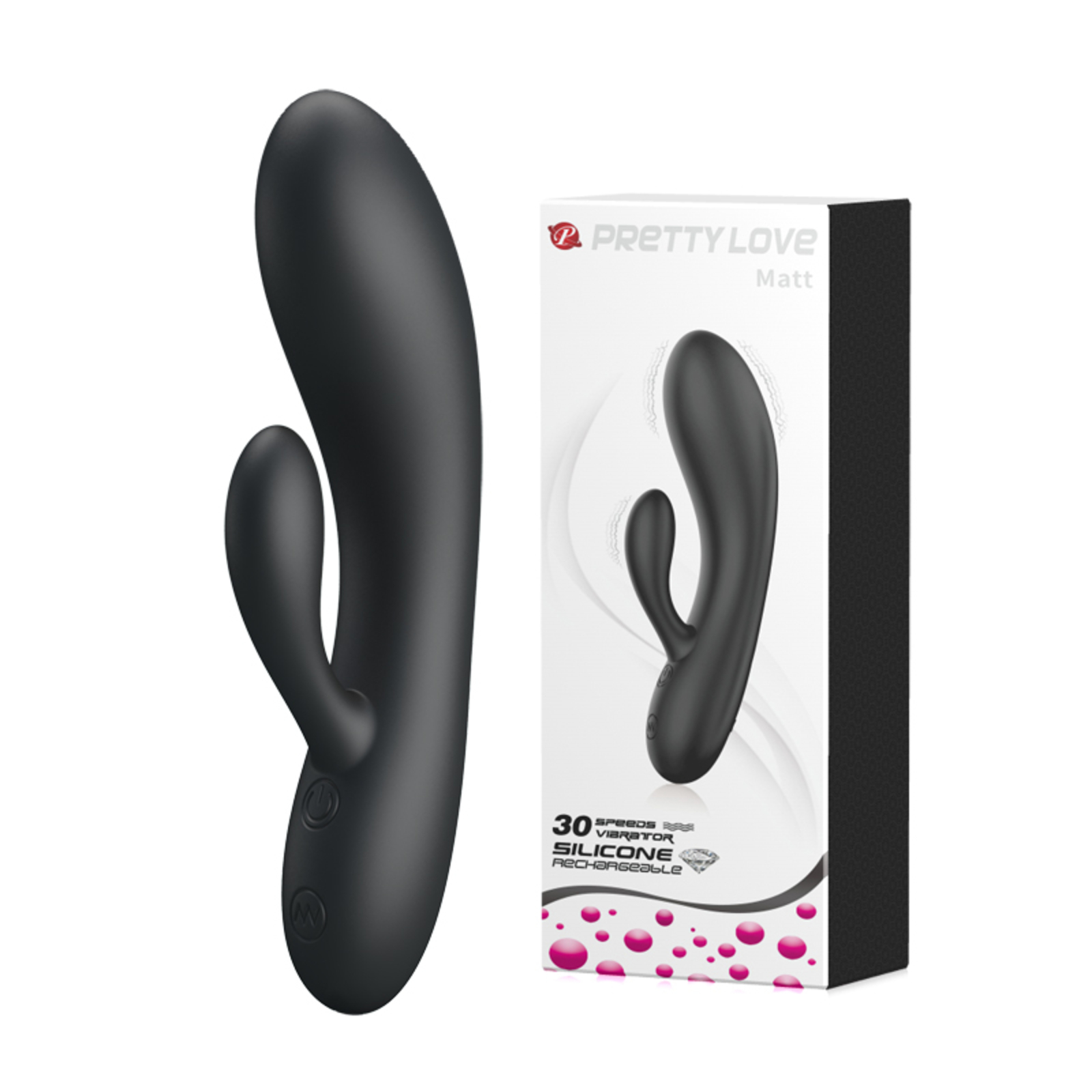 Baile Pretty Love Mat, черный, Вибратор для стимуляции точки G и клитора