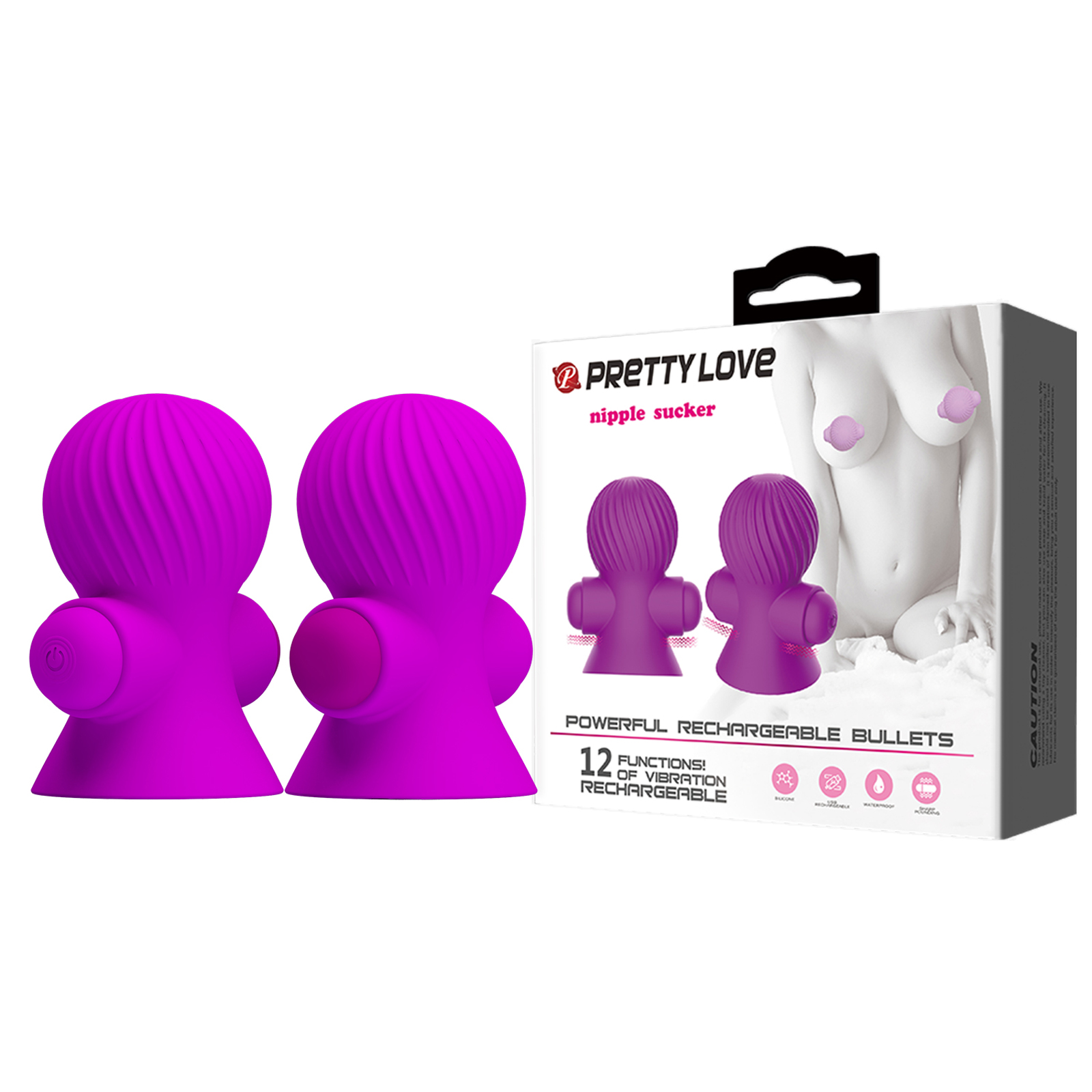 Baile Pretty Love Nipple Sucker, розовые, Виброприсоски для стимуляции сосков