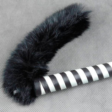 Beastly Приласкай киску, черно-белый - Cтек со шлепком в форме мордочки кота - купить в секс шопе
