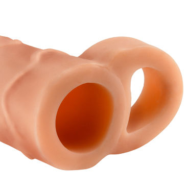Pipedream Fantasy X-tensions Perfect 1" Extension with Ball Strap, телесная, Удлиняющая насадка на 2,5см с петлей для мошонки и другие товары Pipedream с фото