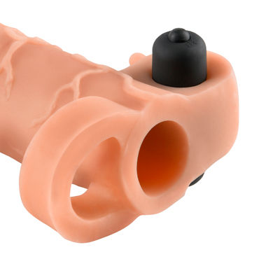 Pipedream Fantasy X-tensions Vibrating Real Feel 2" Extension, телесная, Удлиняющая насадка на 5см с вибрацией и другие товары Pipedream с фото