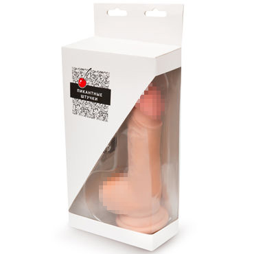 Пикантные штучки Фаллоимитатор на присоске 19 см, телесный - Реалистичный с крупной мошонкой - купить в секс шопе