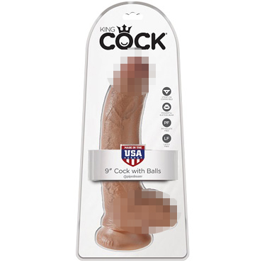 PipeDream King Cock 9" Cock with Balls, загорелый