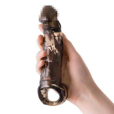 ToyFa Xlover Насадка 19,5 см, черная - Для увеличения члена, с петлей - купить в секс шопе