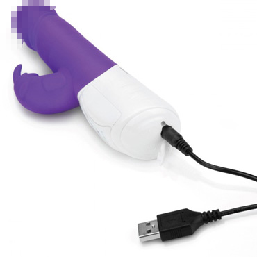 Rabbit Essentials Thrusting Rabbit Vibrator, фиолетовый - Кролик-вибратор с толкающей головкой - купить в секс шопе