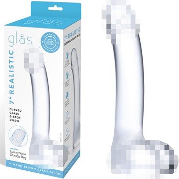 Glas 7" Realistic Curverd Glass G-Spot Dildo, прозрачный