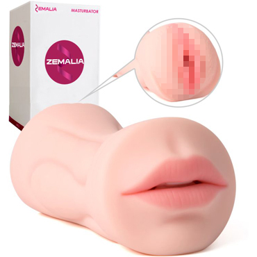 Zemalia Debby, телесный, Двухсторонний мастурбатор, вагина и ротик с язычком и зубками