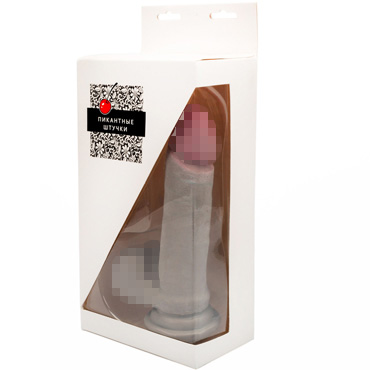 Пикантные штучки Фаллоимитатор на присоске 20 см, графитовый - фото, отзывы