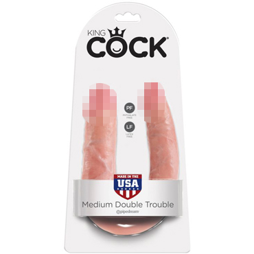 Pipedream King Cock U-Shaped Medium Double Trouble, телесный