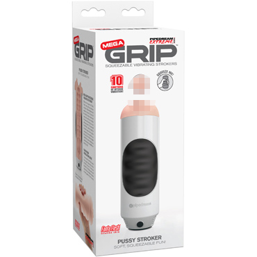 Pipedream Extreme Toyz Mega Grip Vibrating Stroker Pussy, черно-белый