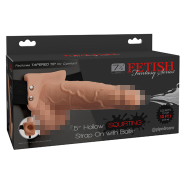 Pipedream Fetish Fantasy Hollow Squirting Strap-On with Balls 19 см, телесный