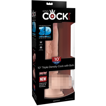 Pipedream King Cock Plus Triple Density Cock with Balls 25 см, телесный