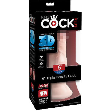 Pipedream King Cock Plus Triple Density Cock 15 см, телесный
