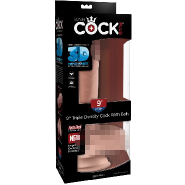Pipedream King Cock Plus Triple Density Cock with Balls 23 см, телесный