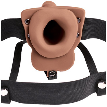 Pipedream Fetish Fantasy Hollow Rechargeable Strap-On 15 см, загорелый - Перезаряжаемый вибрострапон с пультом ДУ - купить в секс шопе