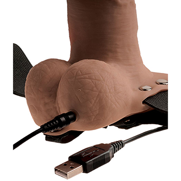 Pipedream Fetish Fantasy Hollow Rechargeable Strap-On 15 см, загорелый, Перезаряжаемый вибрострапон с пультом ДУ и другие товары Pipedream с фото