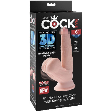 Pipedream King Cock Plus Triple Density 15см, телесный