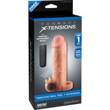 Pipedream Fantasy X-tensions Vibrating Real Feel 1" Extension, телесная