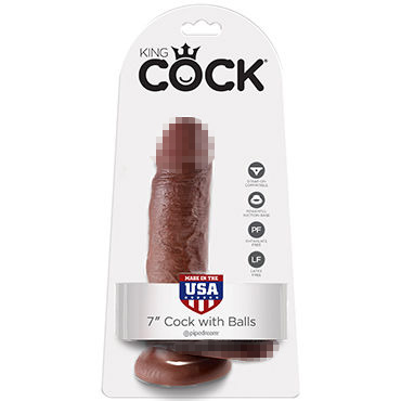Pipedream King Cock With Balls 18 см, коричневый