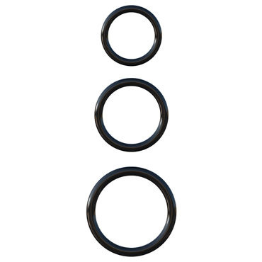 Pipedream Silicone 3-Ring Stamina Set, черный - фото, отзывы