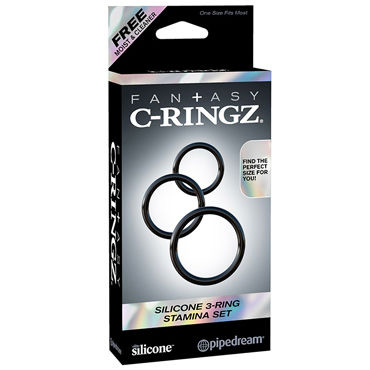 Pipedream Silicone 3-Ring Stamina Set, черный