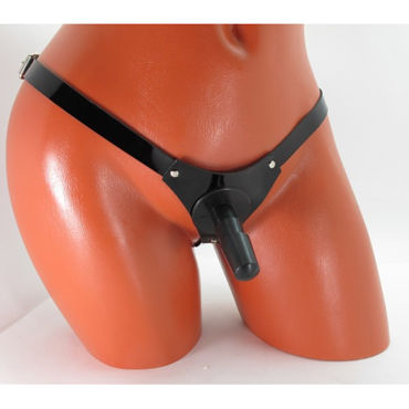 BDSM Арсенал лаковые трусики со штырьком, черные, Для женщин