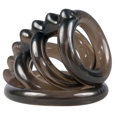 Bad Kitty Cock Ring 4 rings, черная - фото, отзывы