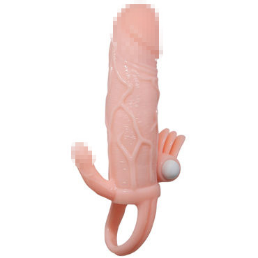 Baile Brave Man, телесная - Удлиняющая вибронасадка - купить в секс шопе