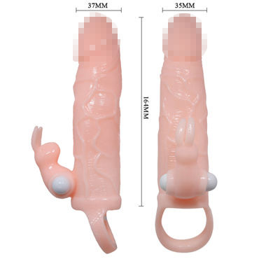 Baile Brave Man с клиторальным кроликом, телесная - Удлиняющая вибронасадка - купить в секс шопе