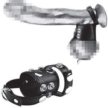 Blue Line Cock Ring With 1,5" Ball Stretcher and Optional Weight Ring, черный