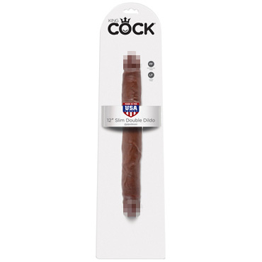 PipeDream King Cock 12" Slim Double Dildo, коричневый — фото 1