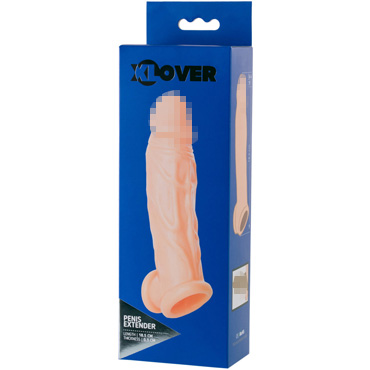 ToyFa Xlover Penis Extender 18,5 см, телесная, Насадка для увеличения члена с петлей для мошонки и другие товары ToyFa с фото