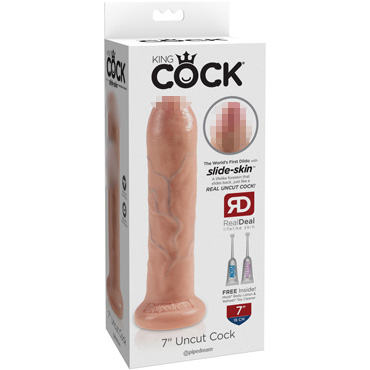 Pipedream King Cock 7" Uncut Cock, телесный — фото 1