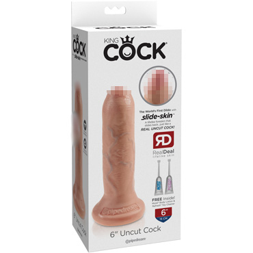 Pipedream King Cock 6" Uncut Cock, телесный