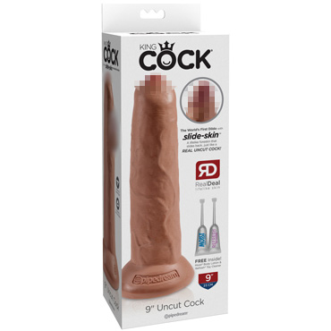 Pipedream King Cock 9" Uncut Cock, загорелый — фото 1