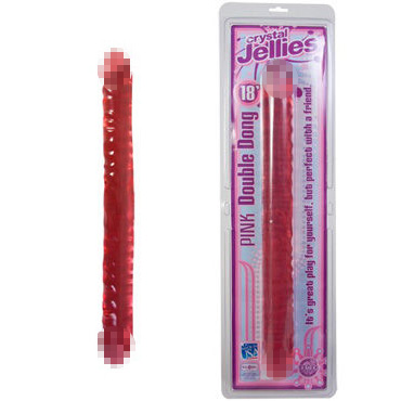 Doc Johnson Crystal Jellies Double, розовый, Двусторонний огромный фаллоимитатор